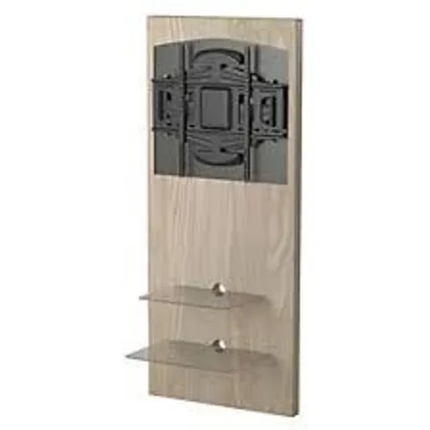 BOXED MERCURY 2-SHELF LIGHT OAK SLIMLINE WALL-MOUNTED TV UNIT