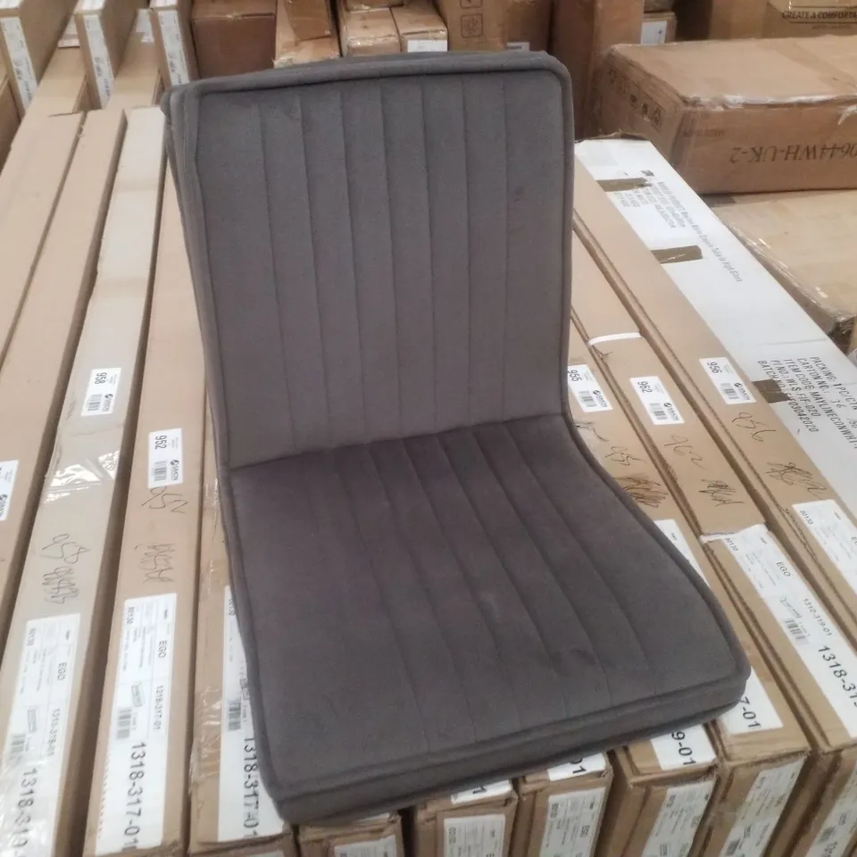 BOXED SET OF 4 GREY FABRIC UPHOLSTERED SIDE/DINING CHAIRS