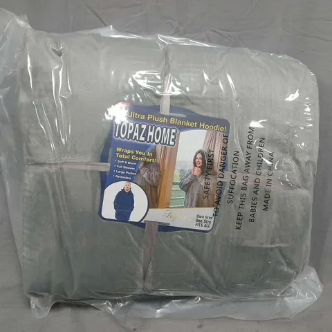 BOX OF APPROXIMATELY 10 TOPAZ HOME ULTRA PLUSH BLANKET HOODIES IN GREY - ONE SIZE - COLLECTION ONLY