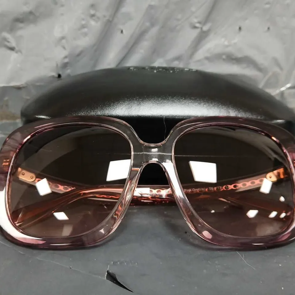 COACH TRANSPARENT PINK SQUARE SUNGLASSES