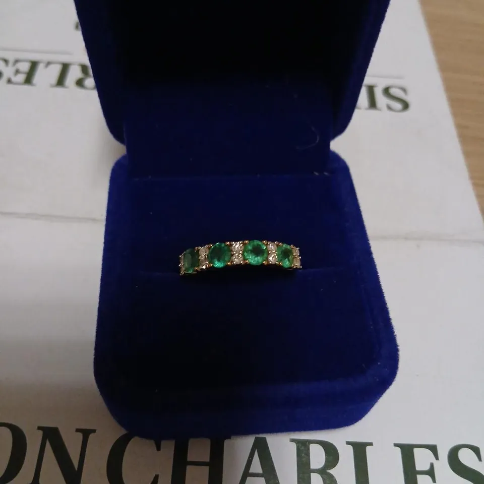 DIAMONIQUE EMERALD STYLE RING IN GOLD