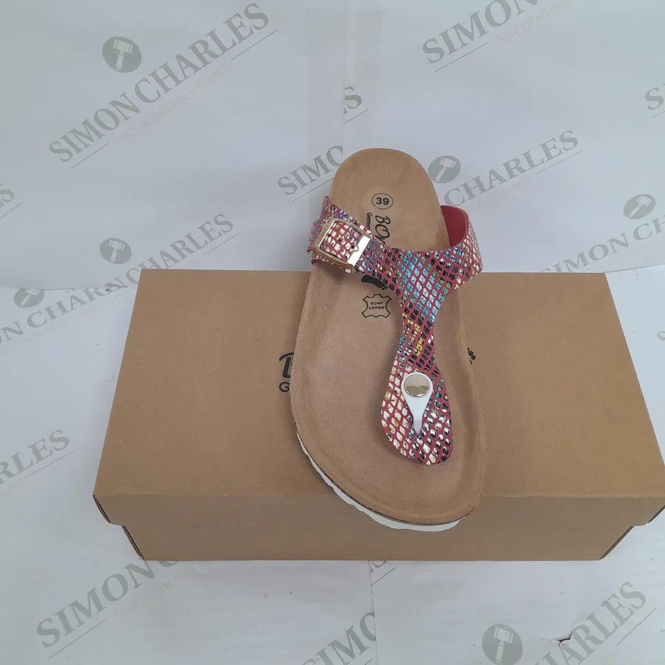BONOVA GERMAN BIO INNOVATION OPEN TOE SANDLE SIZE 39 MULTI COLOURED ALIGATOR