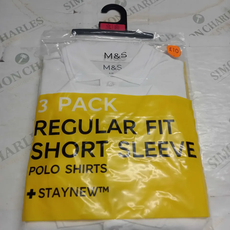 3 PACK OF REGULAR FIT SHORT SLEEVED POLO SHIRT SIZE 9-10 YEARS