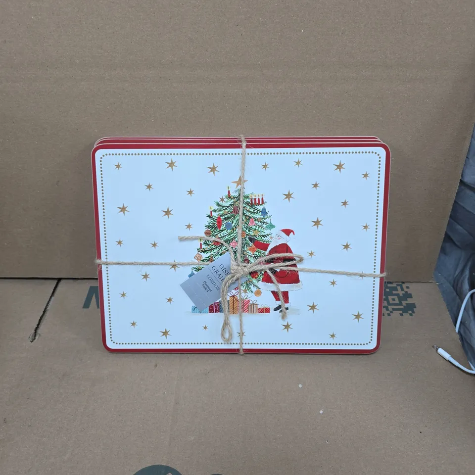 GISELA GRAHAM LONDON -BOX OF 6 SETS OF 4PCS DECORATIVE CHRISTMAS TABLE PLACEMENT MATTS