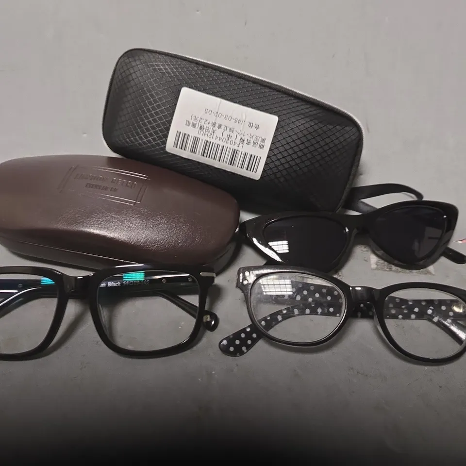 APPROXIMATELY 12 ASSORTED VISION CARE ITEMS TO INCLUDE - SUNGLASSES , EYEWEAR PLACE , CARRY CASE ETC