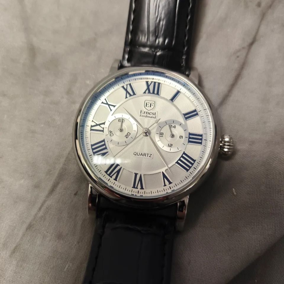 ERNEST FERDINAND WATCH – SUB DIALS – LEATHER STRAP - ROMAN NUMERALS