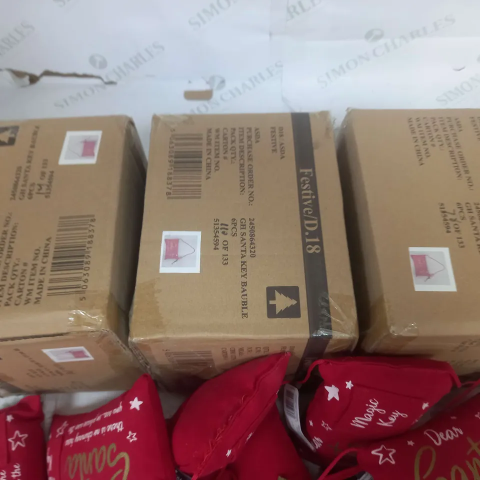 LOT OF APPROXIMATELY 30 BRAND NEW DEAR SANTA MAGIC KEY HANGING TEE DECORATIONS