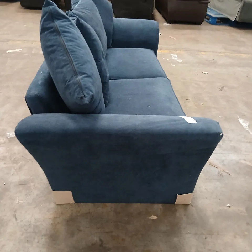 BLUE FABRIC SOFA – 2-SEATER WITH THREE BACK CUSHIONS