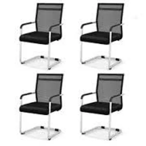 BOXED SET OF 4 COSTWAY WAITING ROOM CHAIRS, OFFICE GUEST CHAIRS, LOBBY CHAIRS WITH METAL SLED BASE & ARMRESTS