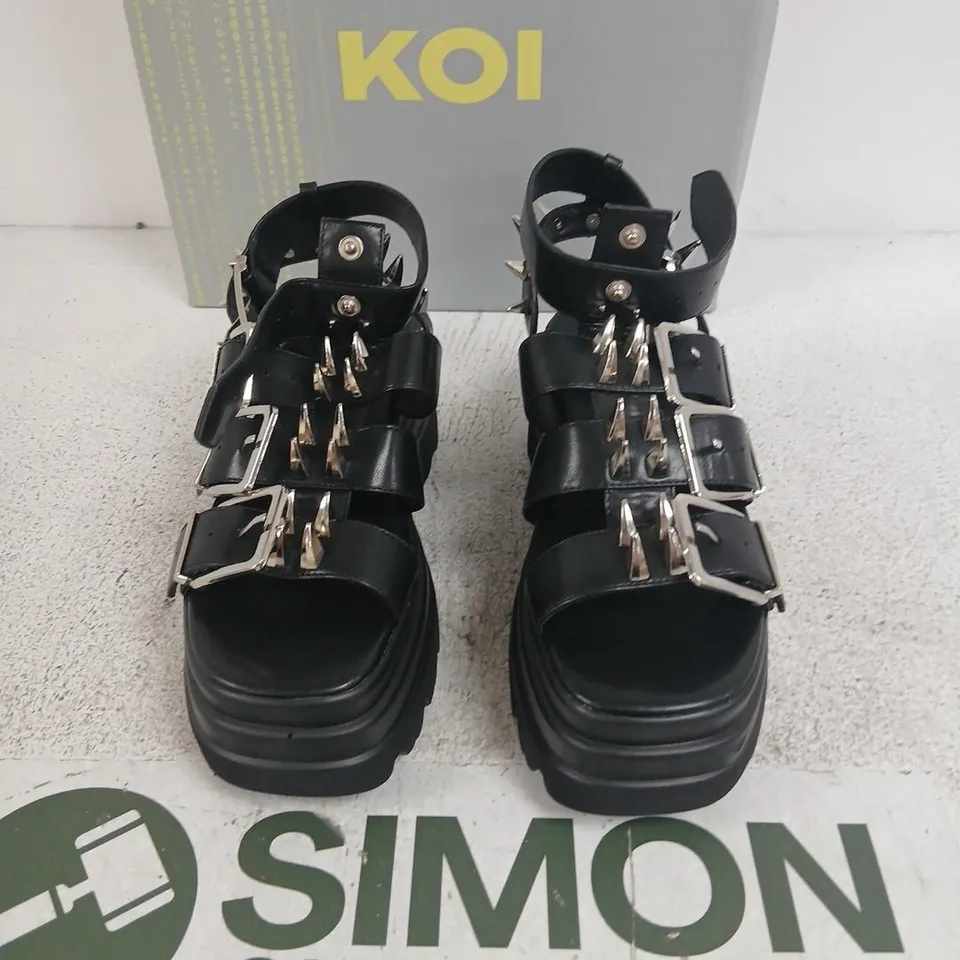 KOI THE MAGE RESISTOR SPIKED BLACK SANDALS – UK 6 
