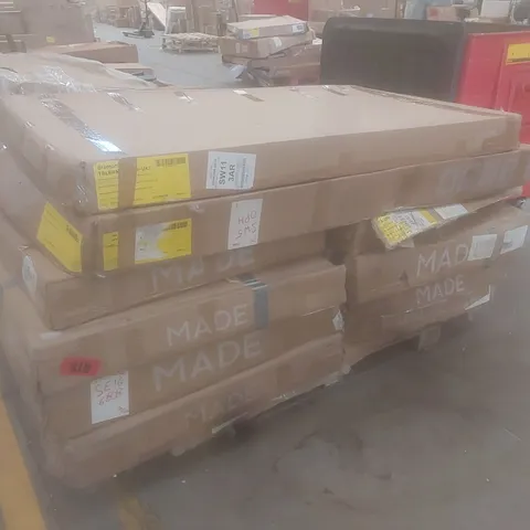 PALLET OF ASSORTED DESIGNER DINING TABLE PARTS AND PIECES
