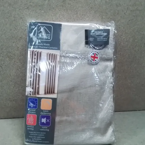 BRAND NEW ENHANCED LIVING BLACKOUT THERMAL CURTAINS 229 X 183CM (LATTE)