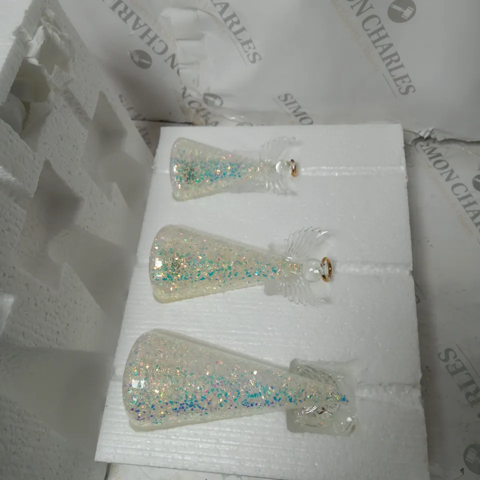 HOME REFLECTIONS SET OF 3 PRE-LIT GLASS ANGEL CANDLE HOLDERS
