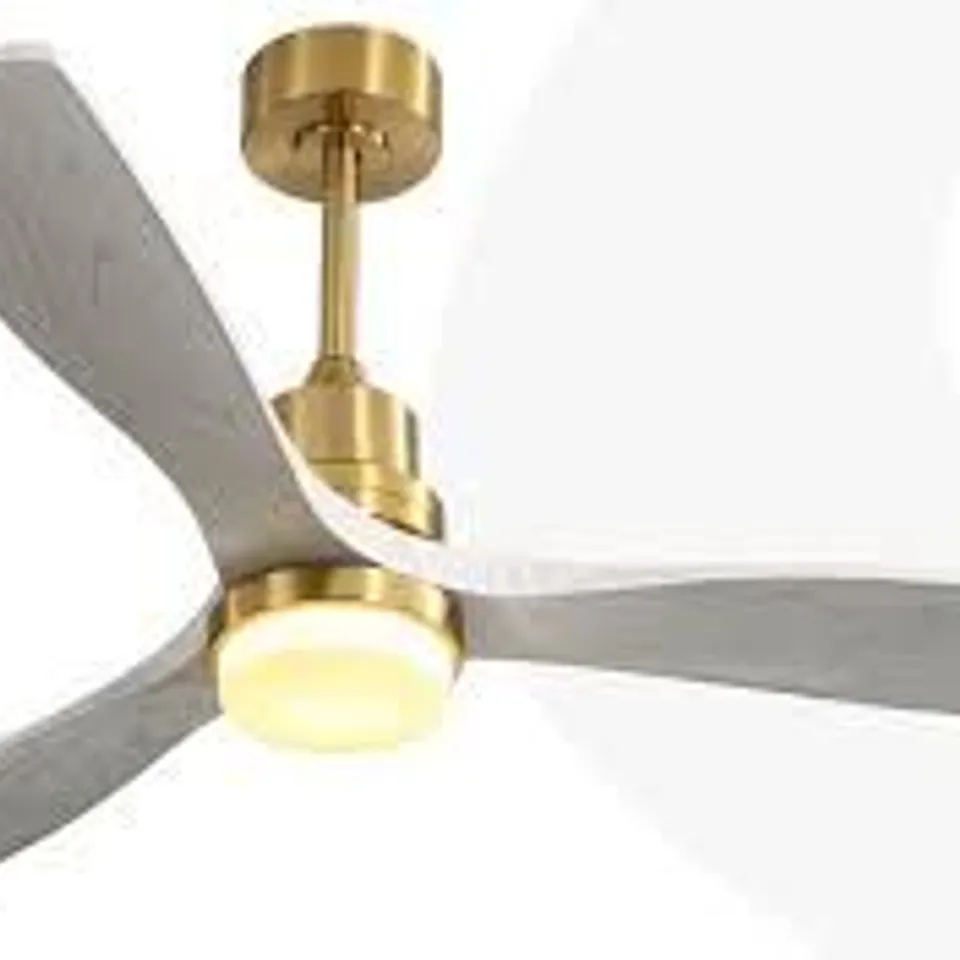 BOXED SOFUCOR 48 INCH SMART CEILING FANS WITH LIGHTS-FLUSH MOUNT - NATURAL (1 BOX)