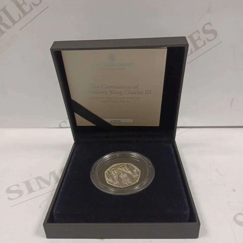 THE ROYAL MINT CORONATION OF KING CHARLES III 2023 UK 50P SILVER PROOF PIEDFORT COIN 