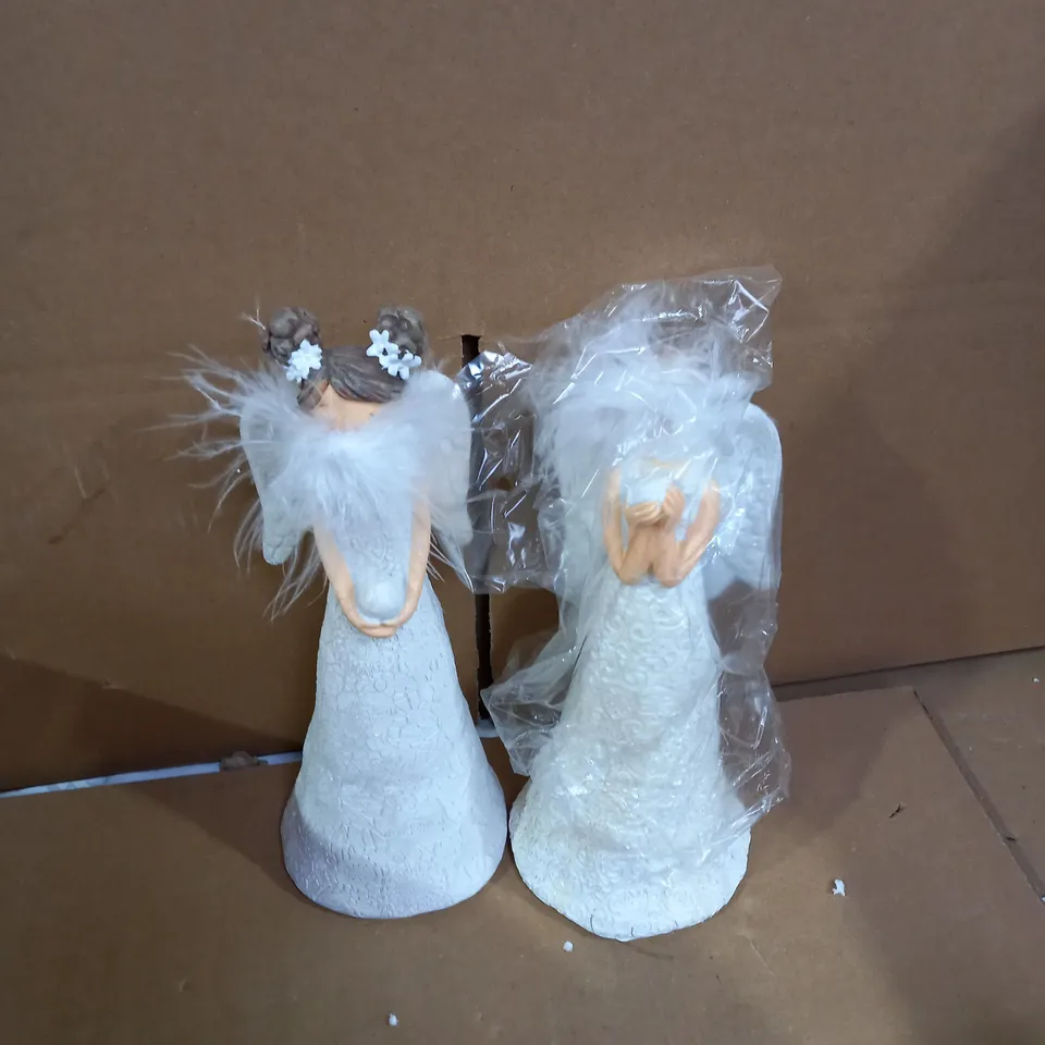 SET OF 2 WHITE STANDING ANGELS