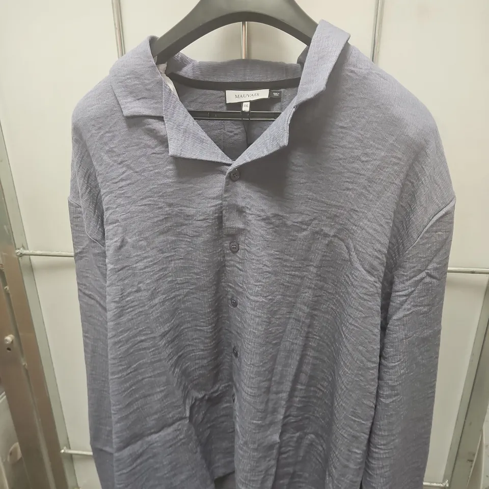 MAUVAIS MEN'S SHIRT – UK 3XL – BLUE/GREY, BUTTON-FRONT