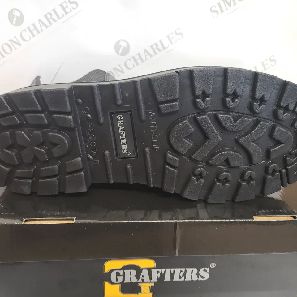 BOXED GRAFTERS GRINDER BLACK SAFETY TWIN GUSSET DEALER BOOTS - SIZE 11 UK