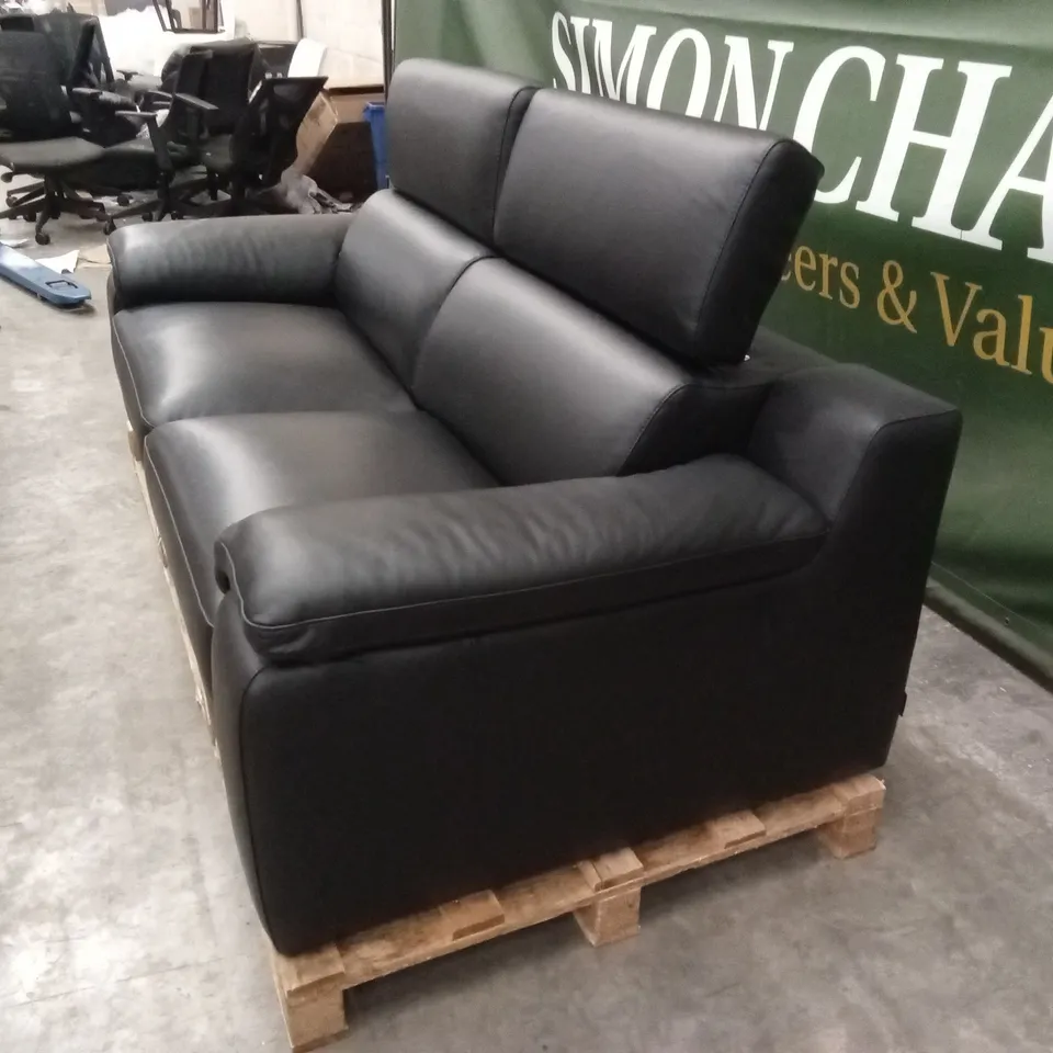 QUALITY DESIGNER ITALIAN MADE RICCARDO 3 SEATER LEATHER SOFA - BLACK