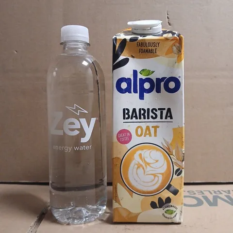 APPROXIMATELY 10 ASSORTED FOOD AND DRINK ITEMS TO INCLUDE ALPRO BARISTA OAT, ZEY ENERGY WATER, ETC