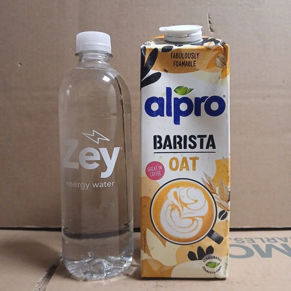 APPROXIMATELY 10 ASSORTED FOOD AND DRINK ITEMS TO INCLUDE ALPRO BARISTA OAT, ZEY ENERGY WATER, ETC