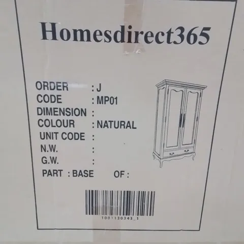 BRAND NEW BOXED HOMESDIRECT MONTPELLIER NATURAL 2 DOOR WARDROBE(5 BOXES)