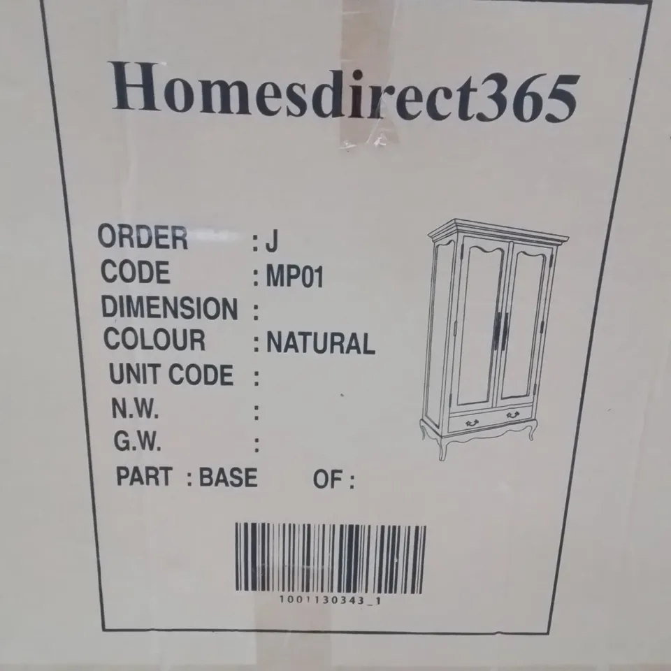 BRAND NEW BOXED HOMESDIRECT MONTPELLIER NATURAL 2 DOOR WARDROBE(5 BOXES)