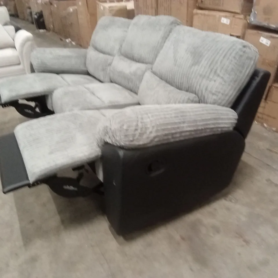 SIENNA FABRIC/FAUX LEATHER HIGH BACK 3 SEATER RECLINER SOFA RRP £849