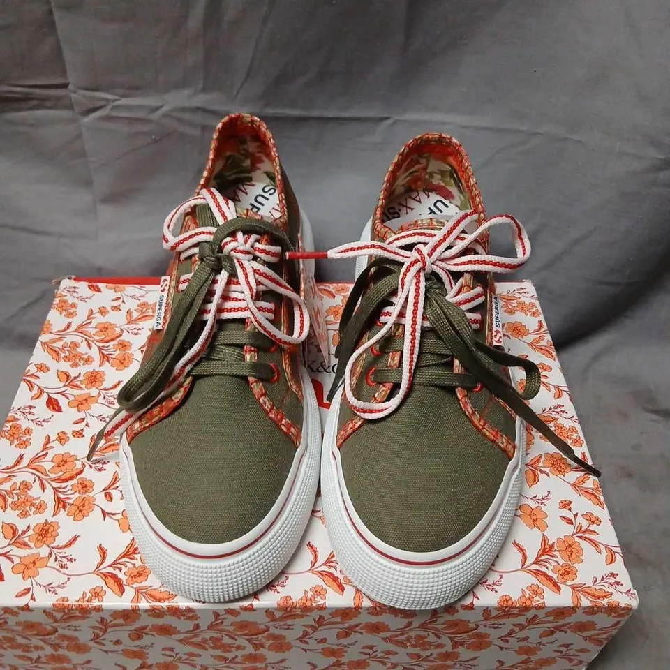 SUPERGA BUBBLEM KHAKI CANVAS SNEAKERS – UK 4 (EU 37), WOMEN'S