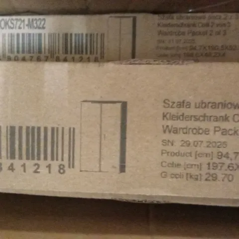 BOXED BLACK WARDROBE WITH SHELVES AND CLOTHES RAIL (3 BOXES)