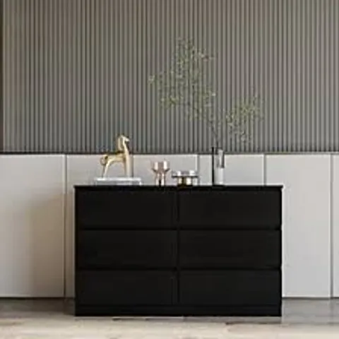 BOXED MALVERN 6 DRAWER CHEST BLACK RECESSED HANDLES (2 BOXES)
