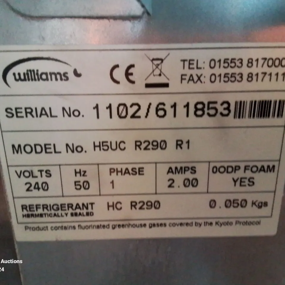 COMMERCIAL STAINLESS STEEL WILLIAMS H5UC UNDER COUNTER REFRIGERATOR 