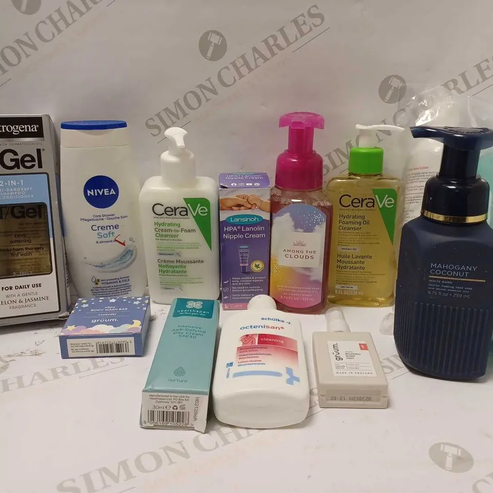 LOT OF APPROX 10 ASSORTED BEAUTY PRODUCTS TO INCLUDE CERA VE CLEANSER, HEALTHSPAN DAY CREAM, LYNX SHOWER GEL, ETC 