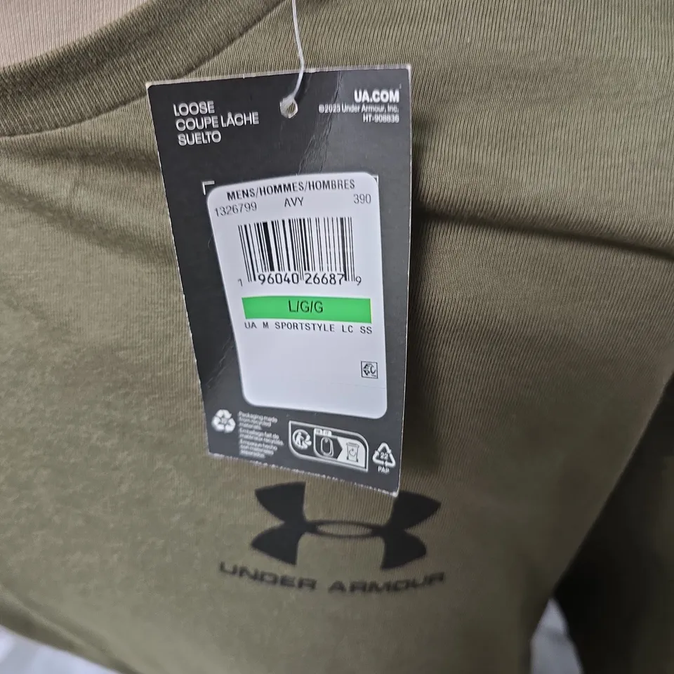 UNDER ARMOUR MEN'S OLIVE CREW-NECK T-SHIRT-SIZE UNSPECIFIED 