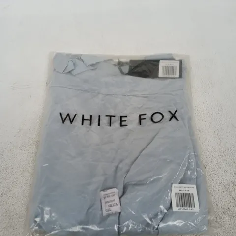 WHITE FOX TROPIC DRIFT MIDI SKIRT – UK 6 (XS), BABY BLUE