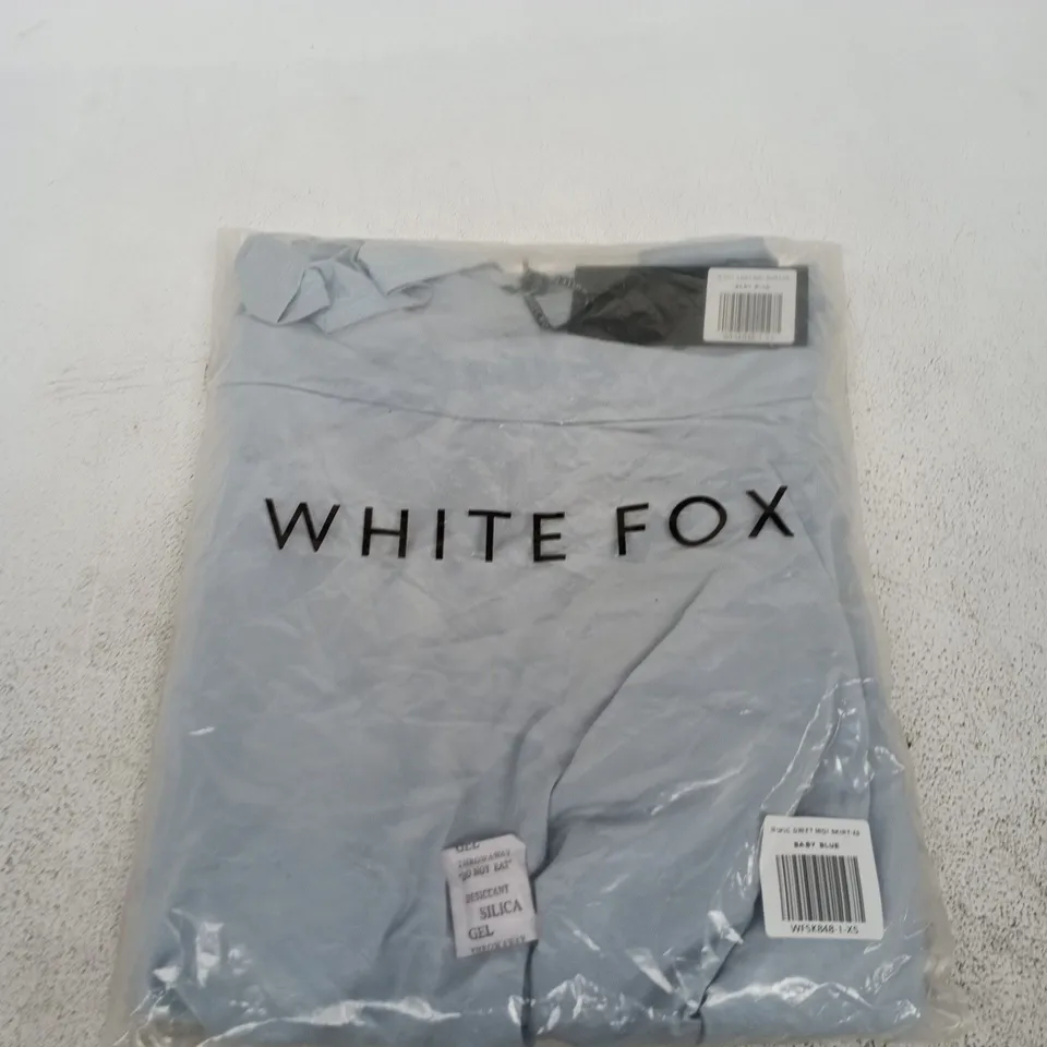 WHITE FOX TROPIC DRIFT MIDI SKIRT – UK 6 (XS), BABY BLUE