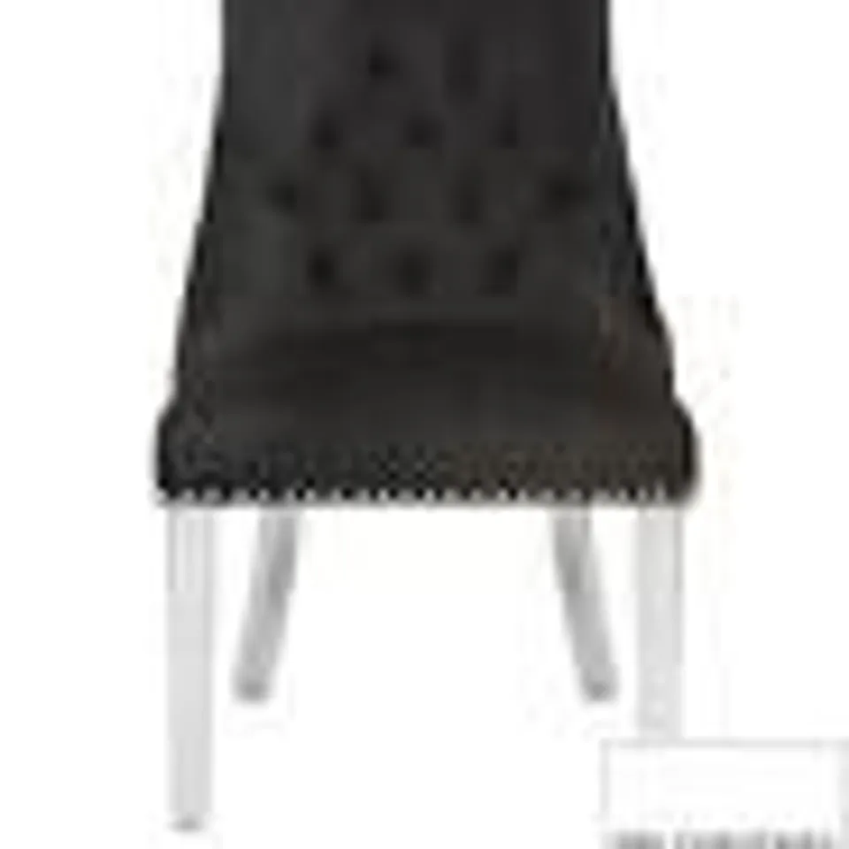 BOXED PAIR OF WARWICK VELVET DINING CHAIRS - GREY/CHROME (1 BOX) RRP £299.99