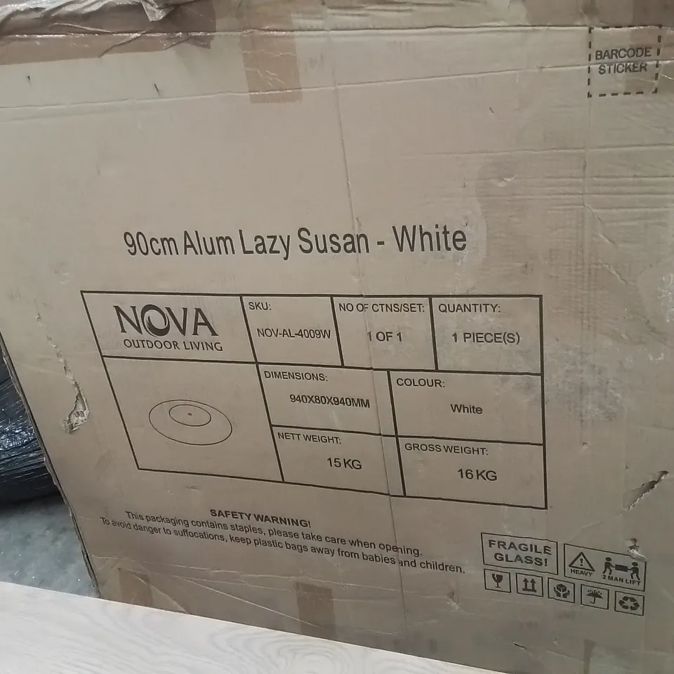 BOXED 90CM ALUMINIUM LAZY SUSAN -WHITE-