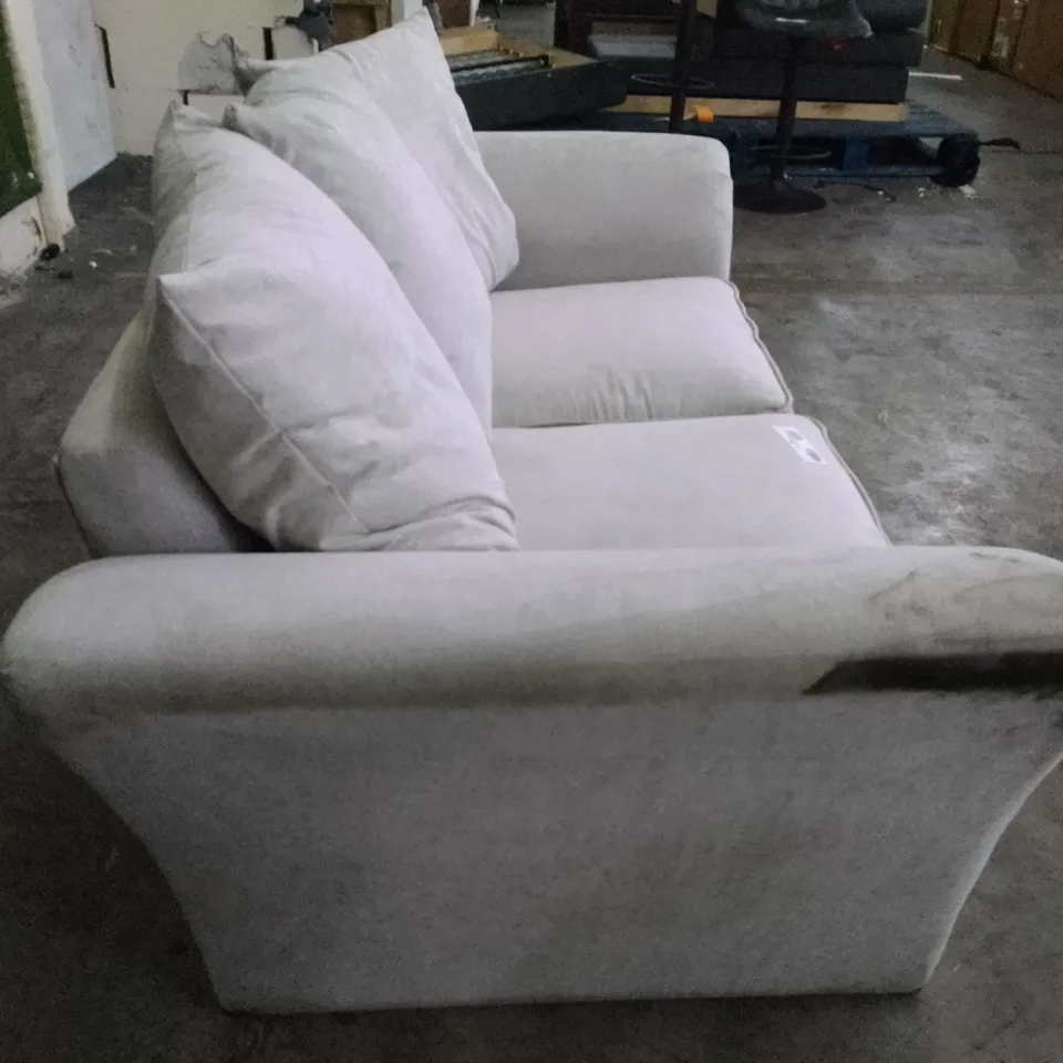 QUALITY DESIGNER 2 SEATER SOFA - LIGHT GREY FABRIC 