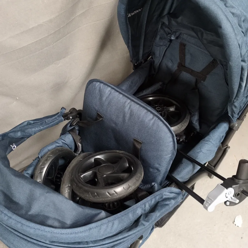 COSTWAY DOUBLE PUSHCHAIR, FOLDABLE TWIN TANDEM STROLLER WITH ADJUSTABLE BACKREST, PUSH HANDLE & FOOTREST