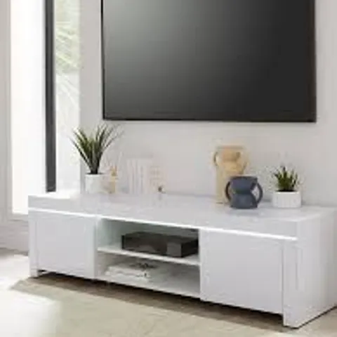 BOXED ATLANTIC GLOSS TV UNIT WITH LED - WHITE (1 BOX)