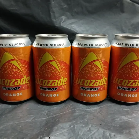 LOT OF 21 330ML CANS OF LUCOZADE ORANGE