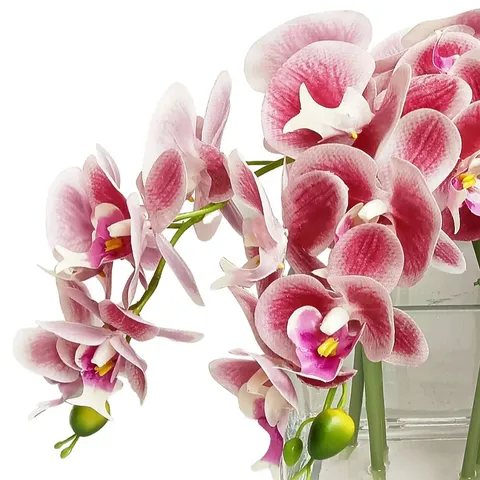 HOME STORIES MULTI-STEM FAUX FLORAL ARRANGEMENT IN GLASS VASE