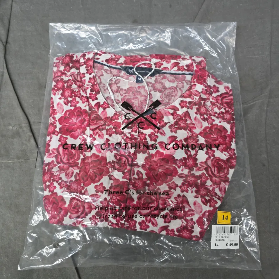 BAGGED CREW CLOTHING COMPANY LYLA BLOUSE IN RED ROSE - LARGE