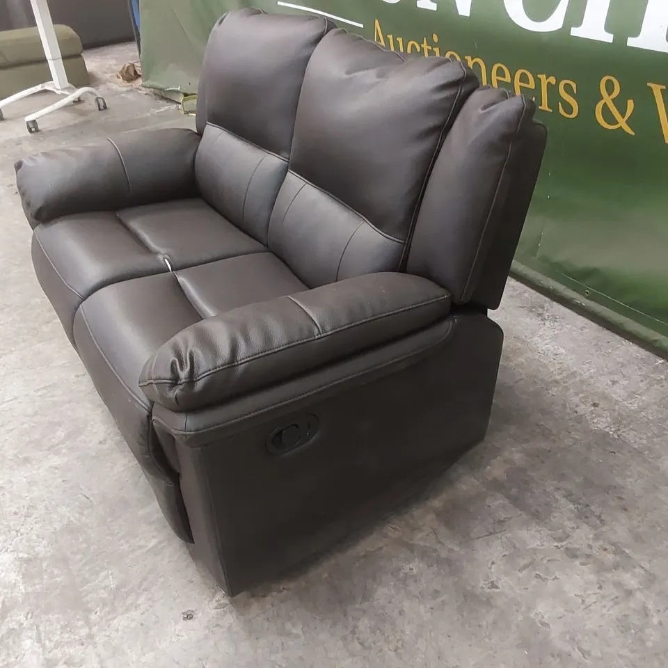 DESIGNER 2 SEATER MANUAL RECLINER FAUX LEATHER SOFA