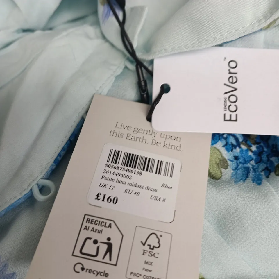 NOBODY'S CHILD PETITE LUNA MIDAXI DRESS – BLUE FLORAL, UK 12 (EU 40)