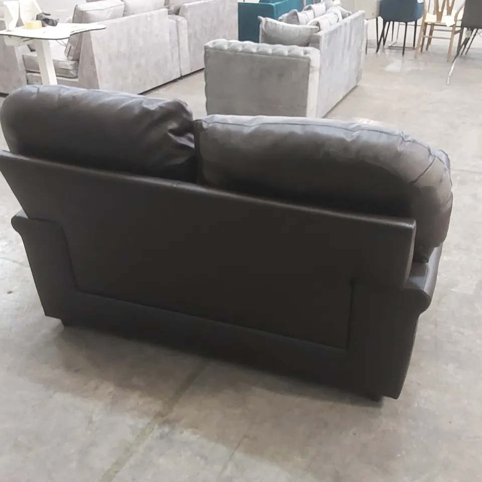 ANDERSON 2 SEATER FAUX LEATHER SOFA - DARK CHOCOLATE BROWN 
