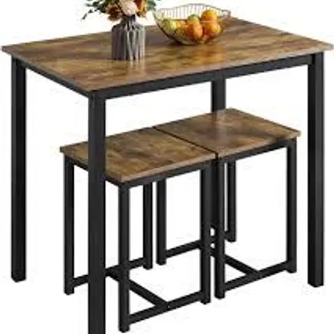 BOXED YAHEETECH 3-PIECE DINING TABLE SET - RUSTIC BROWN (1 BOX)