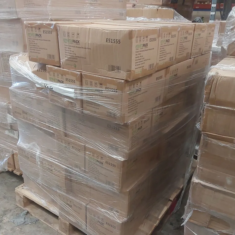 PALLET CONTAINING APPROXIMATELY 30,000 ENVIRONMENTALLY FRIENDLY DISPOSABLE WOODEN KNIFES
