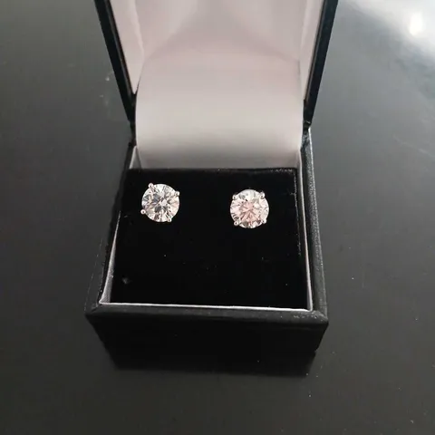 PLATINUM STUD EARRINGS SET WITH LAB GROWN DIAMONDS WEIGHING +3.05CT